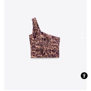 zara one shoulder ruched black tank top black